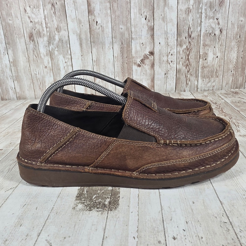 Ariat Spitfire Mens 8.5 D Distressed Brown Leather Slip On Moc Toe‎ Loafers